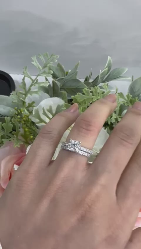 Certified Princess Diamond Engagement Ring With Matching Band 2.00Carat