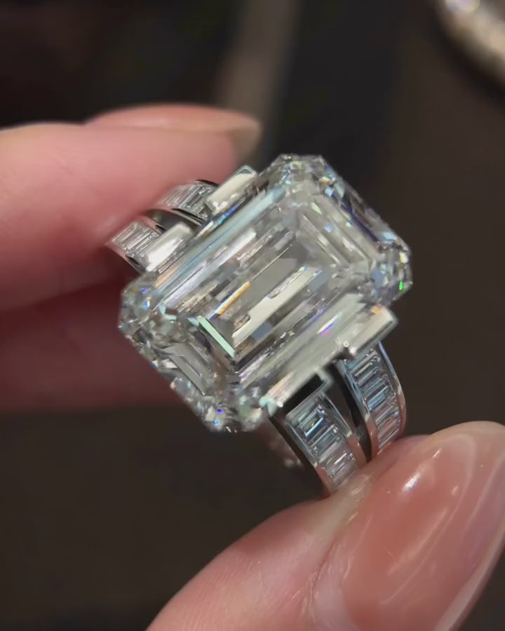 IGI Certified Emerald Lab Diamond Luxuries Engagement Ring in Platinum