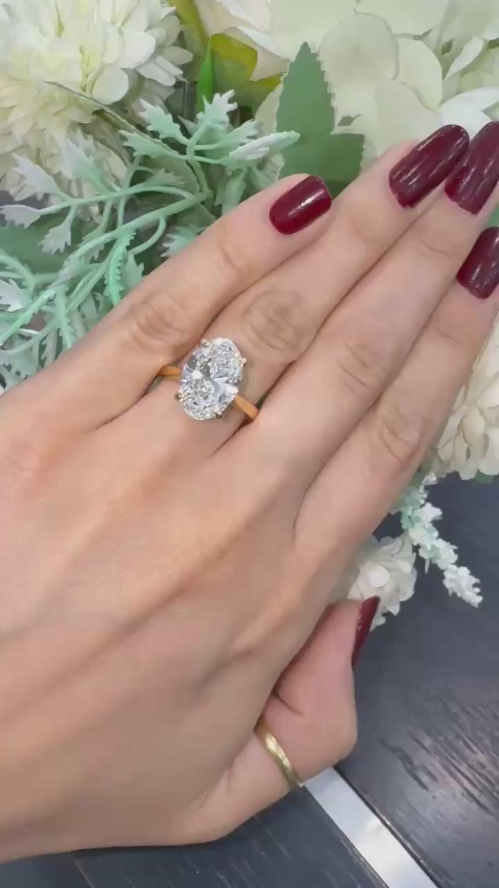 IGI 5.00CT D/VVS Oval Lab Diamond Solitaire Ring In 18k Yellow Gold