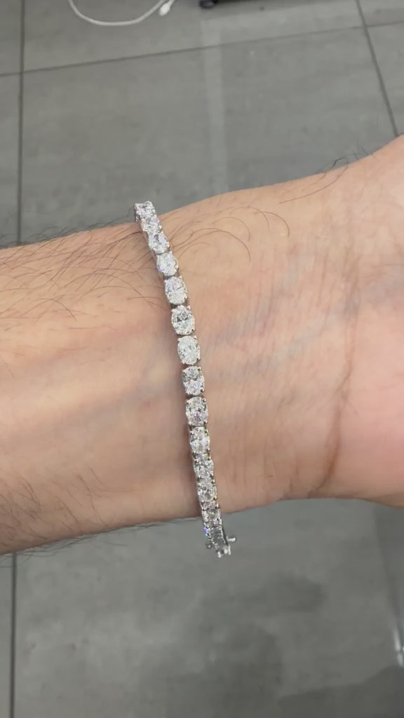 7.50Ct Oval Lab Diamond Tennis Bracelet In 9k White Gold 7inch
