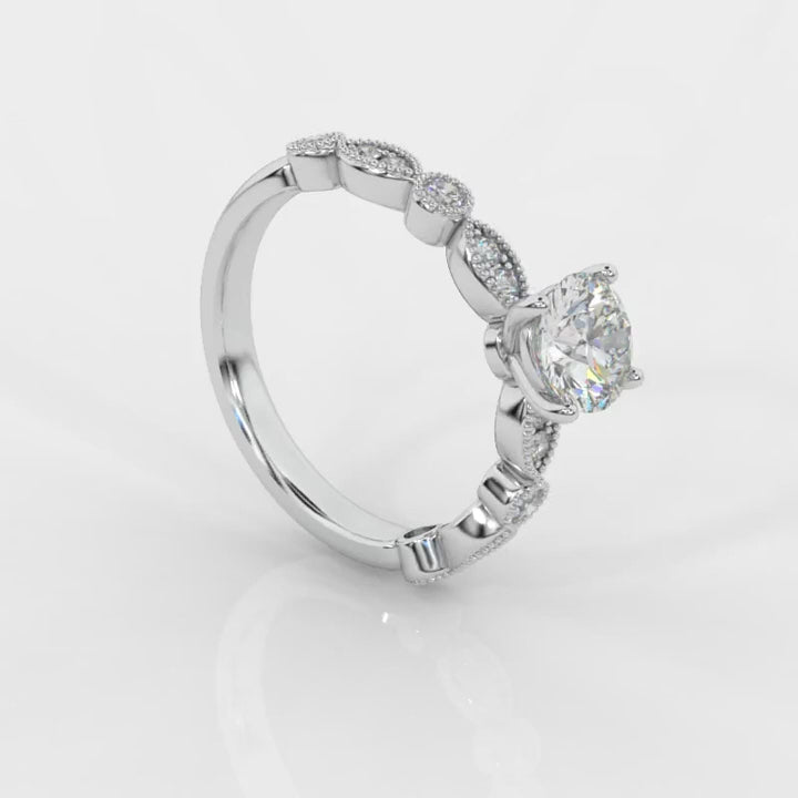 Exception White D/VS 2.25Ct Round Diamond Engagement Ring in 18k Gold / Platinum