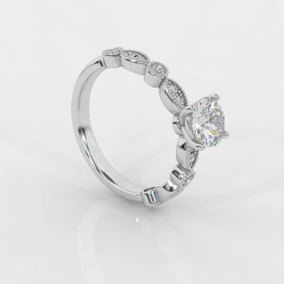 Exception White D/VVS 2.25Ct Round Diamond Engagement Ring in 18k Gold / Platinum