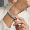 10.00 Carat D-E/VS Lab Grown Princess Diamond Claw Set Tennis Bracelet In White Gold
