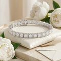 10.00 Carat D-E/VS Lab Grown Princess Diamond Claw Set Tennis Bracelet In White Gold
