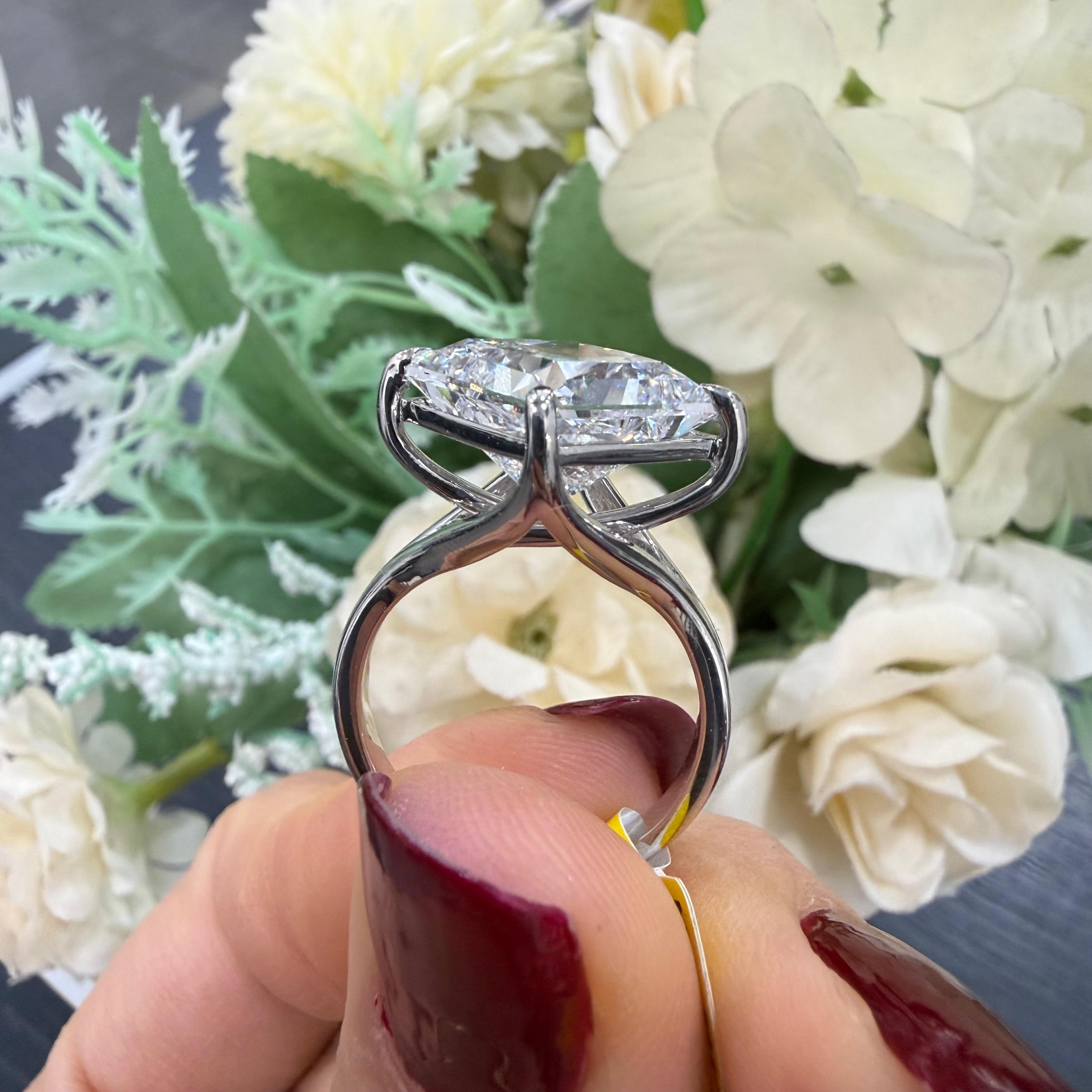 IGI Certified 10.00CT E/VS Princess Lab Grown Diamond Solitaire Engagement Ring in Platinum