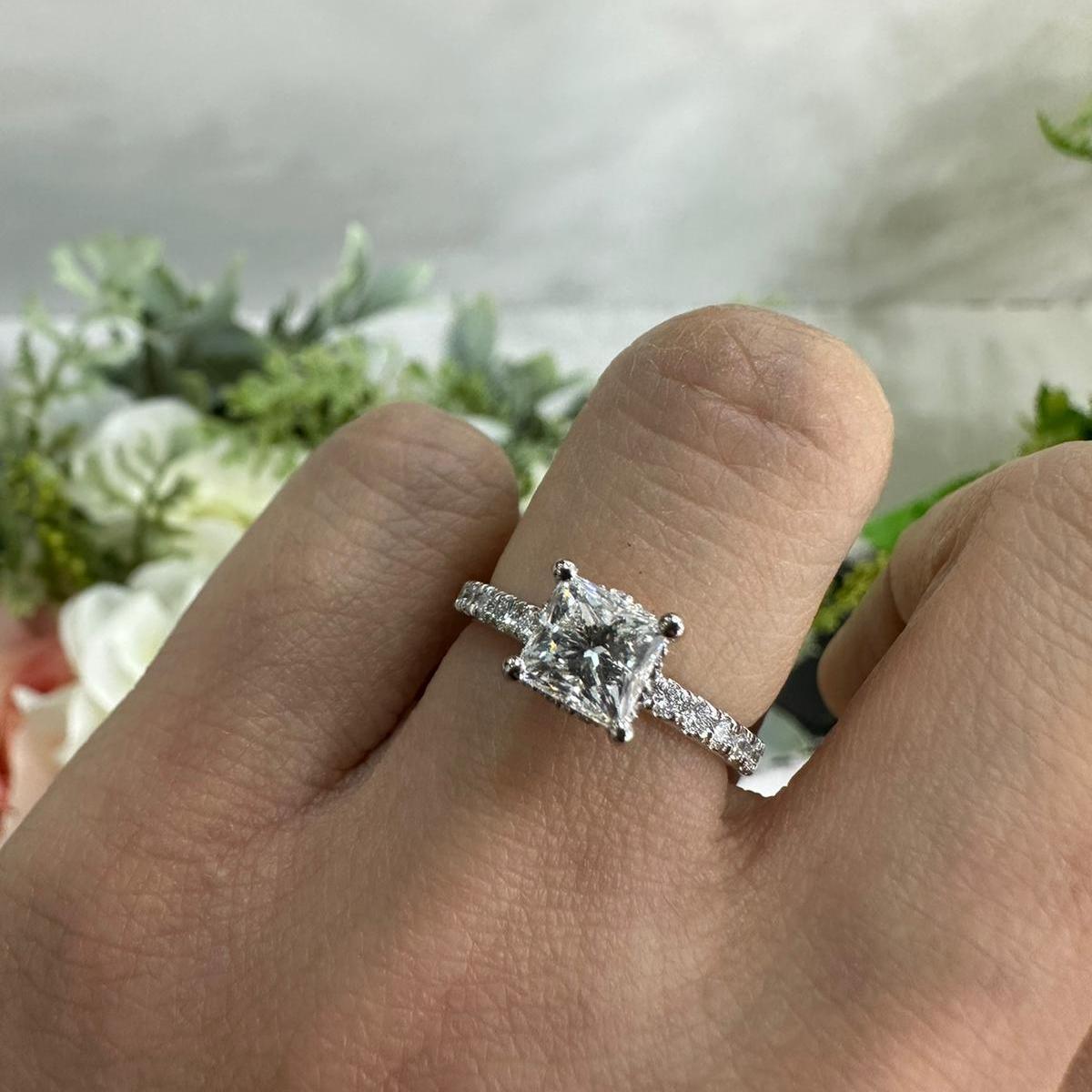 Certified Princess Diamond Engagement Ring With Matching Band 2.00Carat