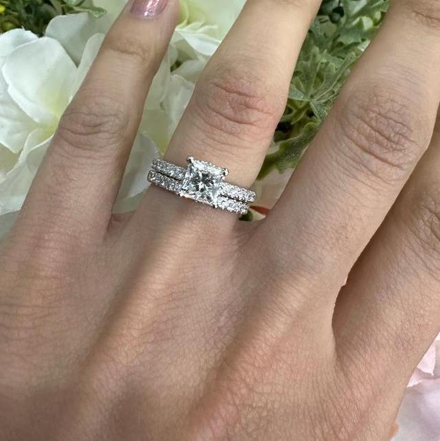 Certified Princess Diamond Engagement Ring With Matching Band 2.00Carat