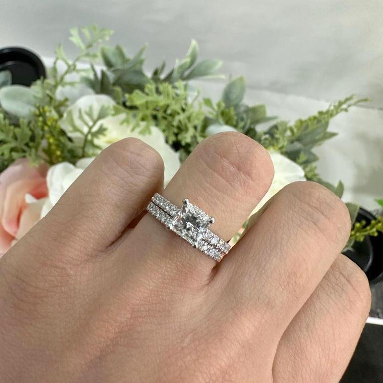 Certified Princess Diamond Engagement Ring With Matching Band 2.00Carat