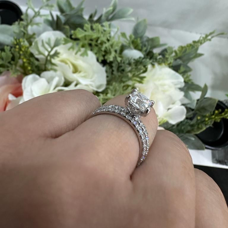 Certified Princess Diamond Engagement Ring With Matching Band 2.00Carat