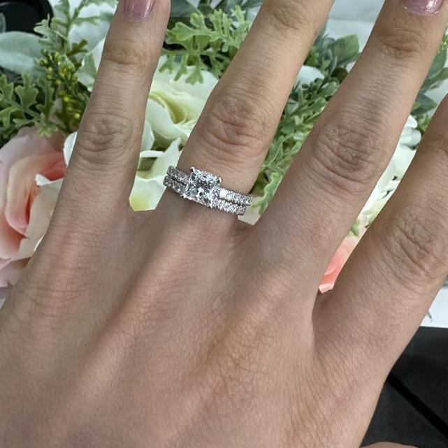 Certified Princess Diamond Engagement Ring With Matching Band 2.00Carat