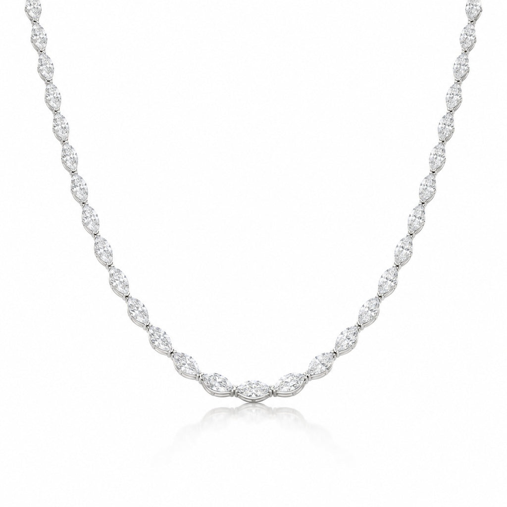 15.00ct Marquise Lab Diamond Tennis Necklace In Gold - D/VS