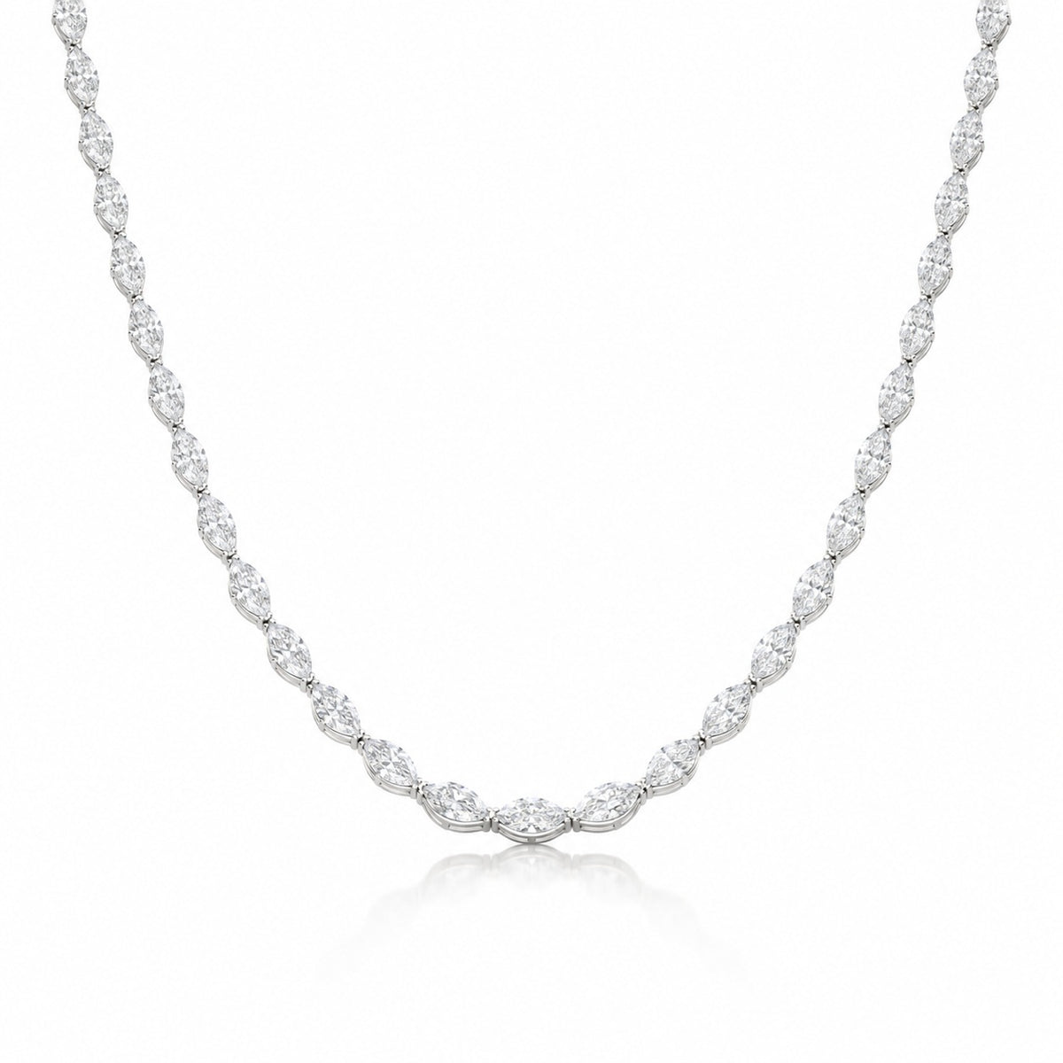 15.00ct Marquise Lab Diamond Tennis Necklace In Gold - D/VS
