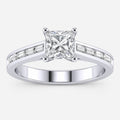 IGI Certified Lab Grown Princess Cut Diamond Solitaire Engagement Ring with Baguette-Cut Shoulder Accents in Gold & Platinum – 1–4Ct