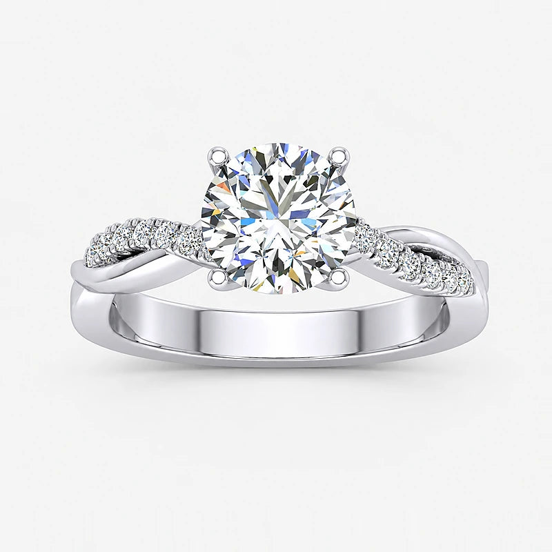 IGI Certified Lab Grown Round Petite Twisted Vine Diamond Engagement Ring in Gold & Platinum – 1–5Ct