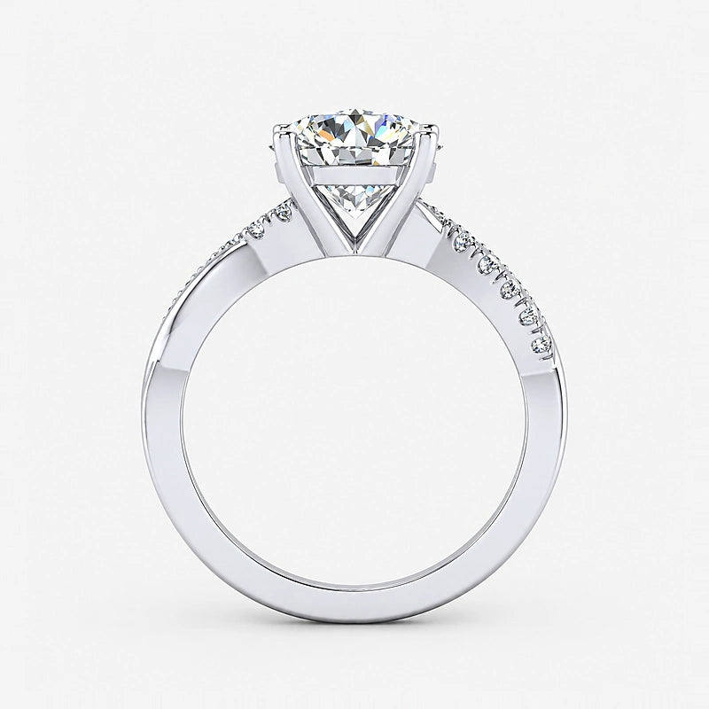 IGI Certified Lab Grown Round Petite Twisted Vine Diamond Engagement Ring in Gold & Platinum – 1–5Ct
