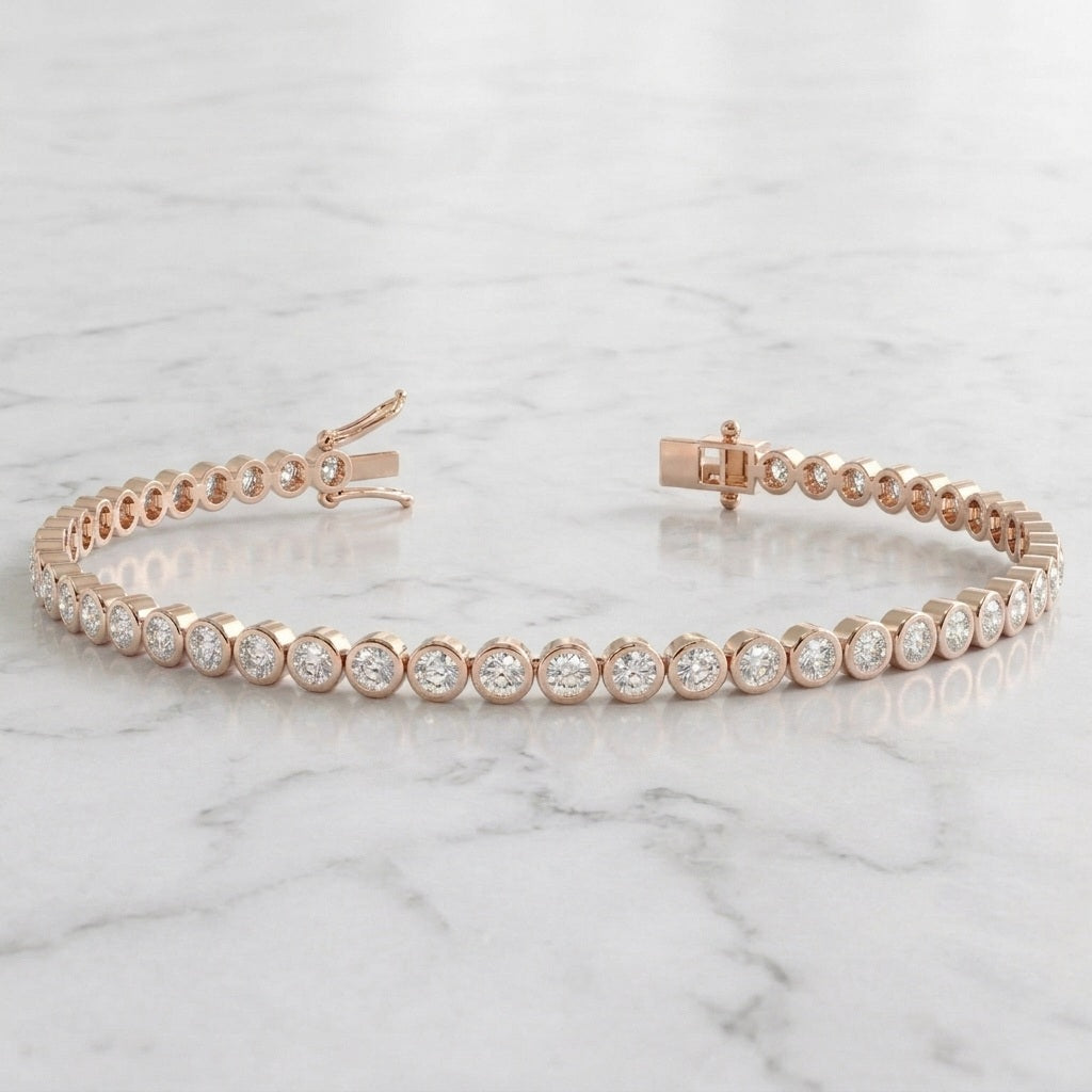 2.50ct Round Diamond Tennis Bracelet - 18k Rose Gold