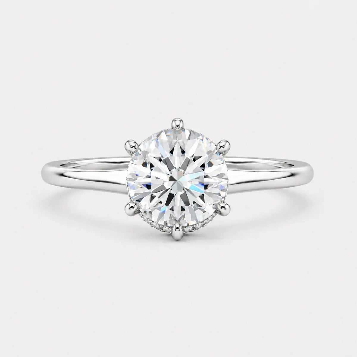 GIA Certified 1.10ct G/VS Natural Round Diamond Hidden Halo Engagement Ring In 18k Gold