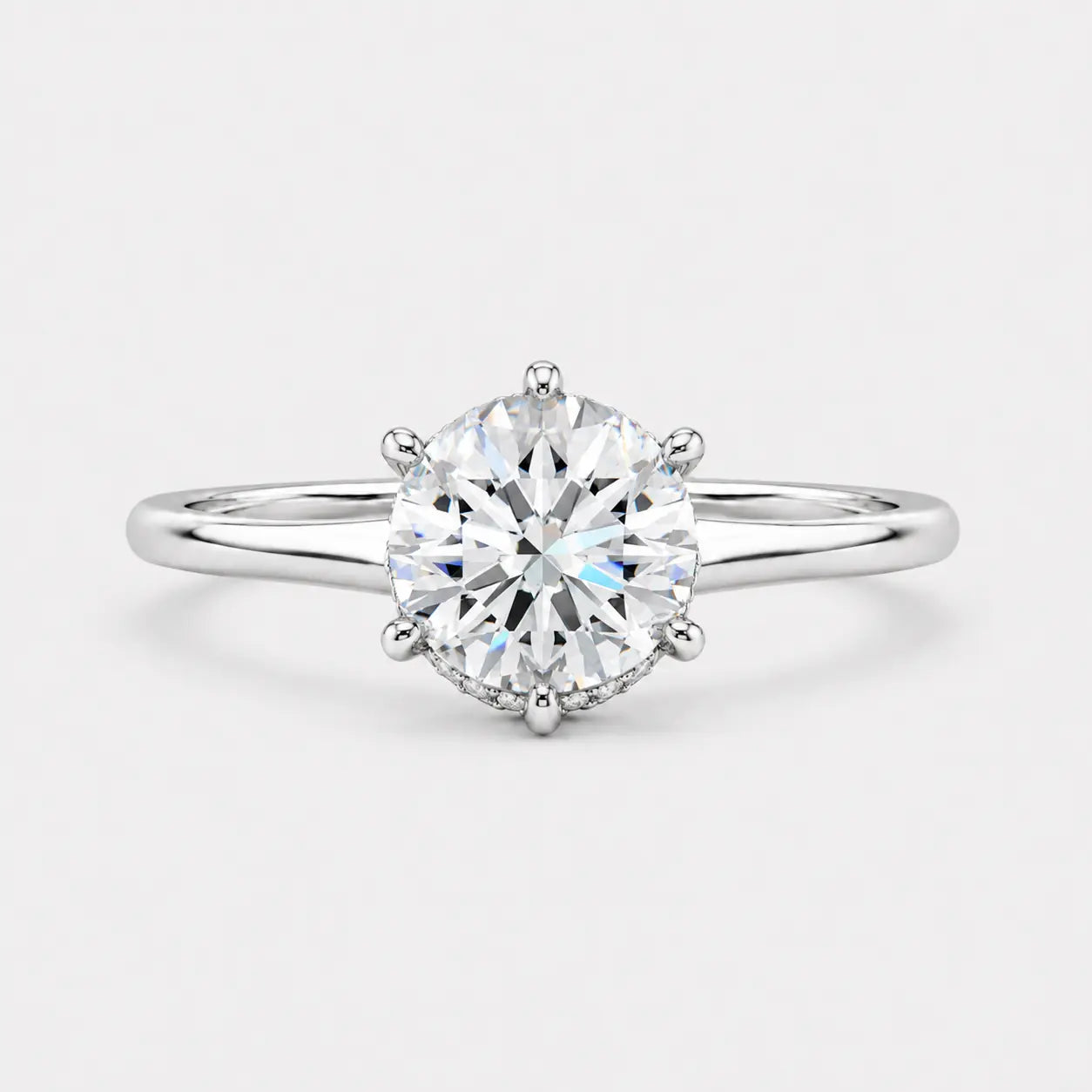 GIA Certified 1.10ct G/VS Natural Round Diamond Hidden Halo Engagement Ring In 18k Gold