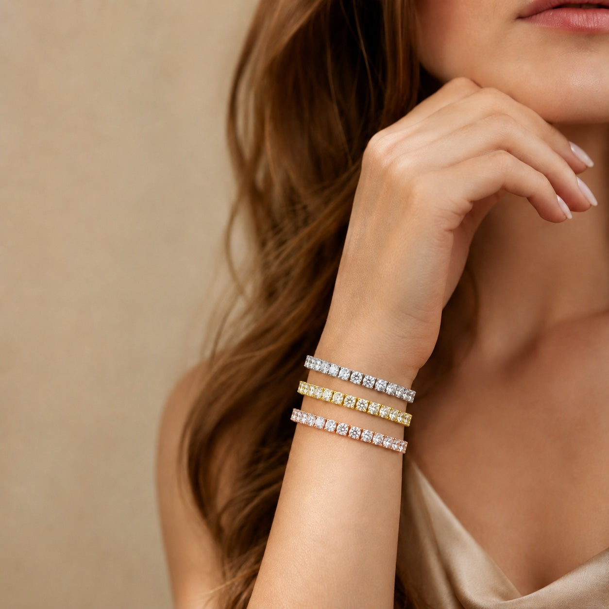 D/VVS Lab Grown Round Diamond Tennis Bracelet (3.00–40.00CT)