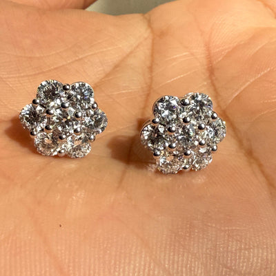 4.60Ct D/VS Lab Diamond Cluster Earrings in White Gold