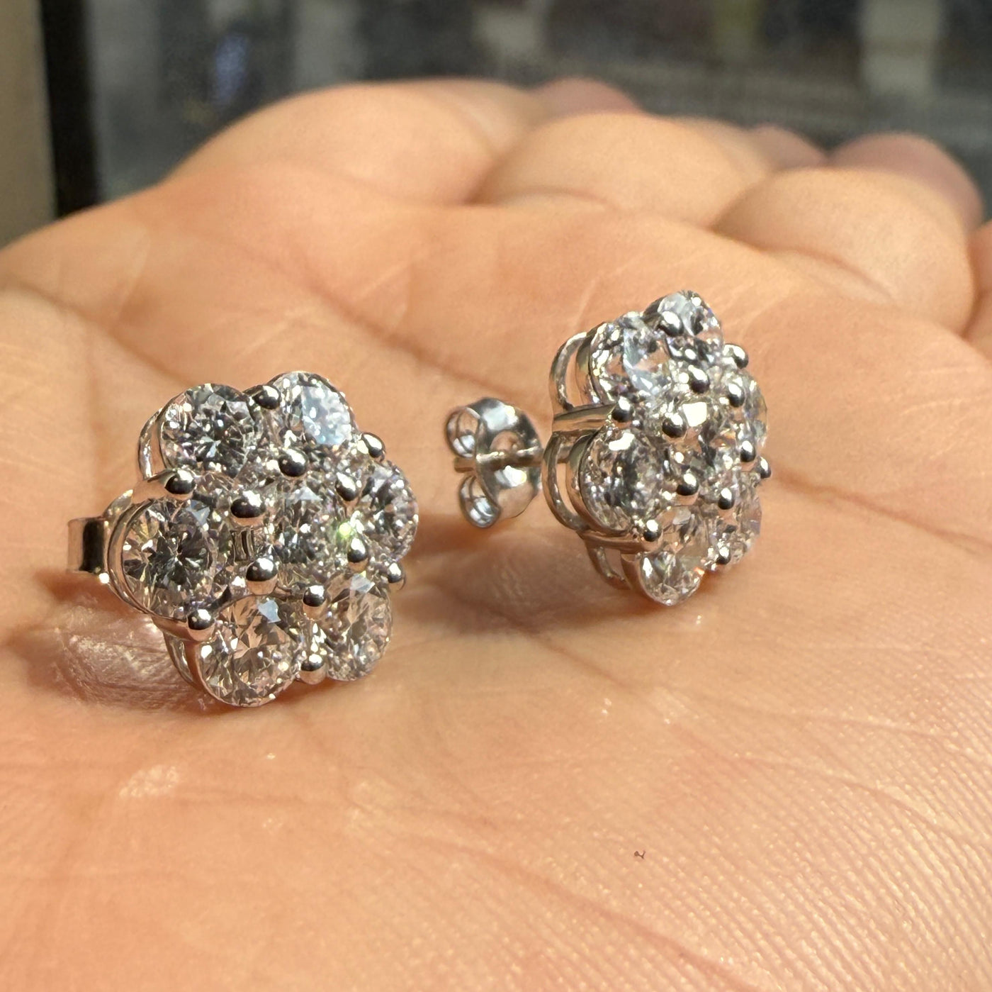 4.60Ct D/VS Lab Diamond Cluster Earrings in White Gold