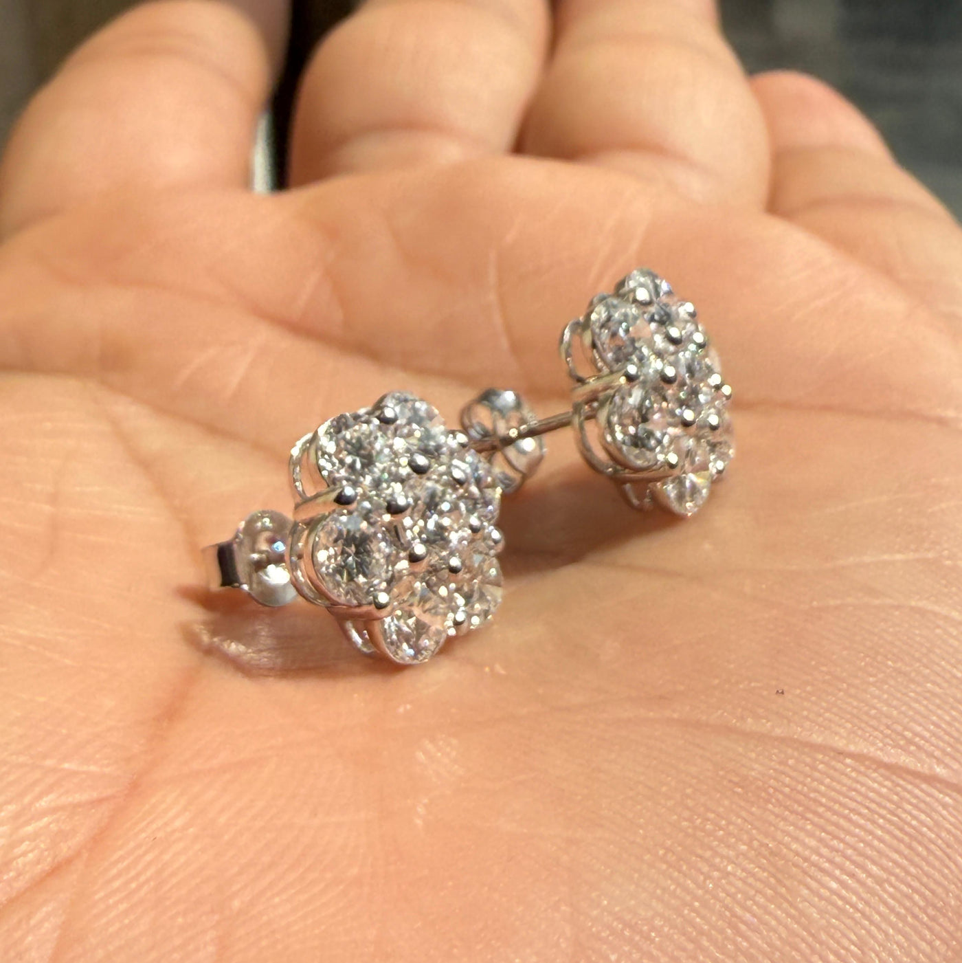 4.60Ct D/VS Lab Diamond Cluster Earrings in White Gold
