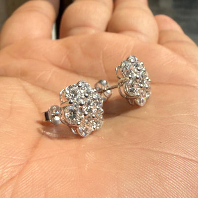 4.60Ct D/VS Lab Diamond Cluster Earrings in White Gold