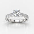 IGI Certified Lab Grown Round Brilliant Cut Diamond Solitaire Engagement Ring with Double-Row Pavé Band in Gold & Platinum - 1-5ct