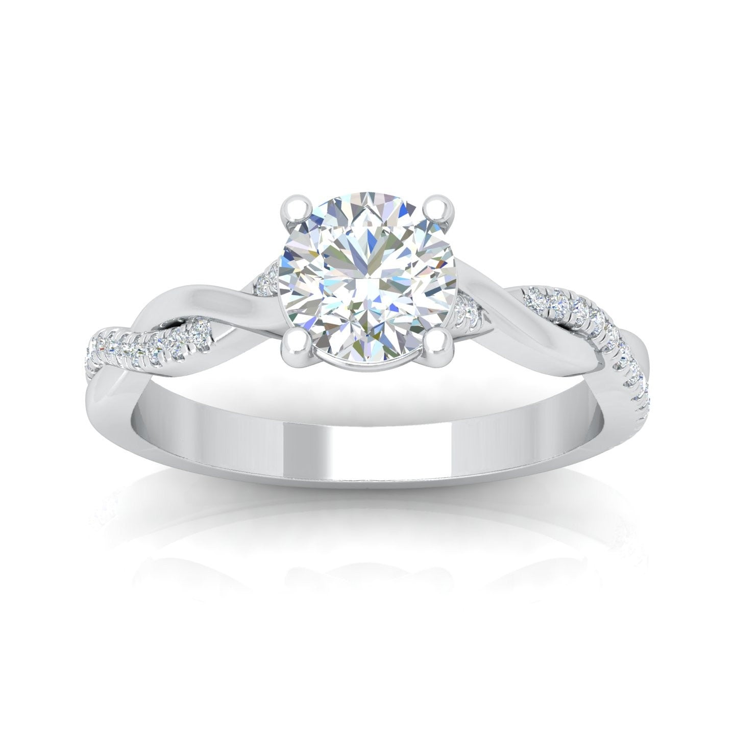 IGI Certified 1.20Carat D/VS Round & Side Diamond Twisted Shank Designer Ring
