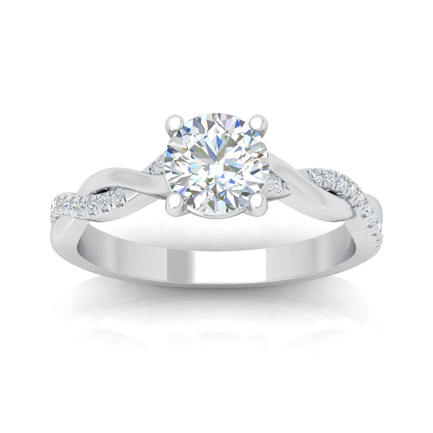 IGI Certified 1.20Carat D/VS Round & Side Diamond Twisted Shank Designer Ring