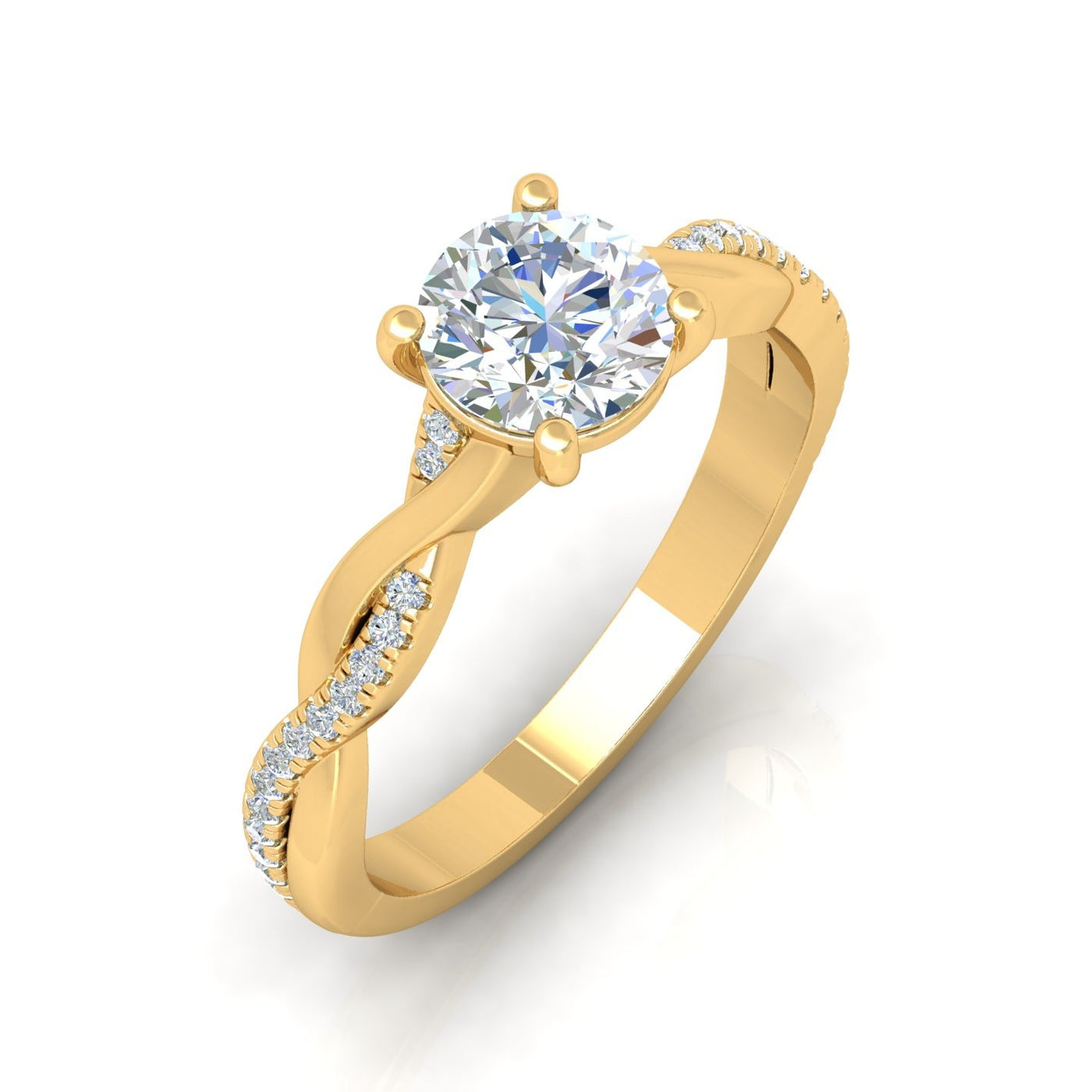 IGI Certified 1.20Carat D/VS Round & Side Diamond Twisted Shank Designer Ring
