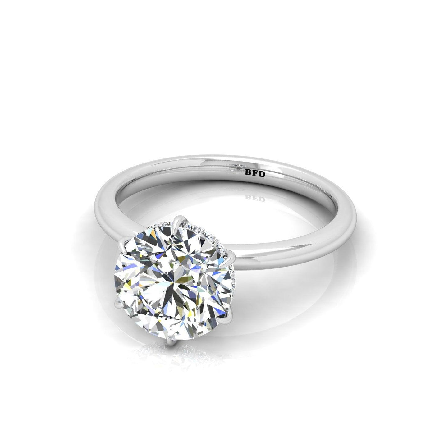 IGI Certified F/VS 6.00 Carat Lab Grown Round Diamond Hidden Halo Engagement Ring - 950 Platinum