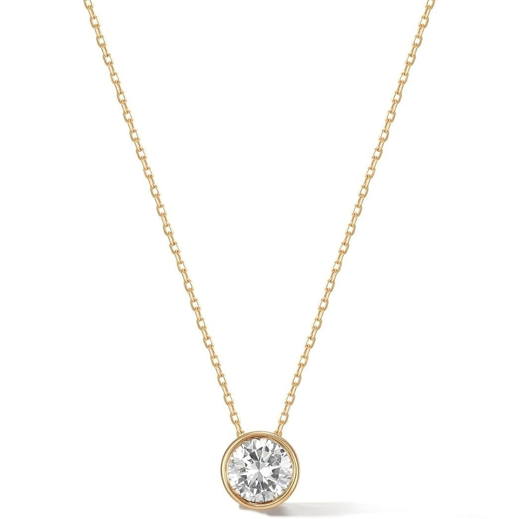 GIA Certified Round Natural Diamond Bezel Set Pendant in Gold (0.30–1.00CT)