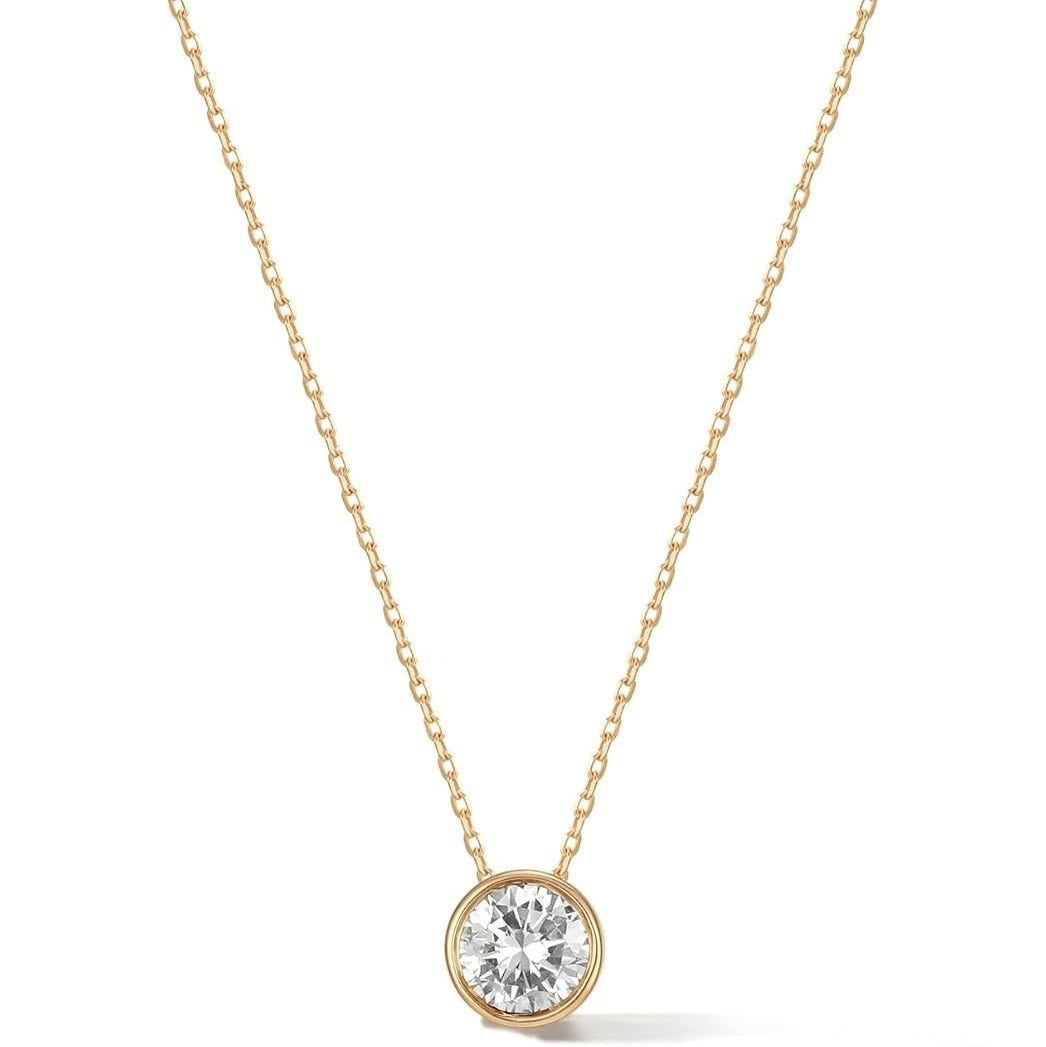 GIA Certified Round Natural Diamond Bezel Set Pendant in Gold (0.30–1.00CT)