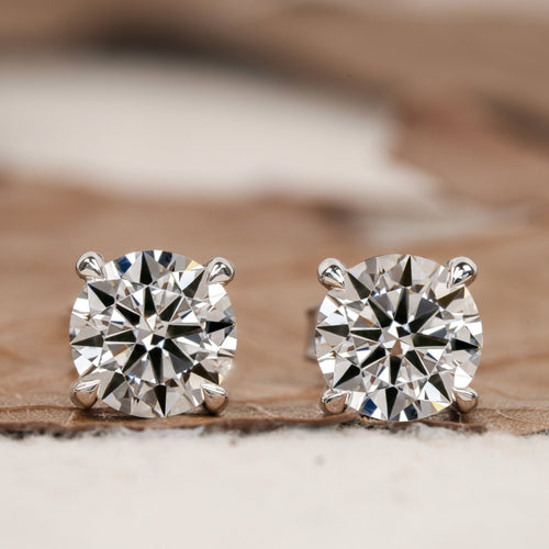 2-4ct Round Diamond Stud Earrings – Platinum, G/VVS-VS (IGI Certified)