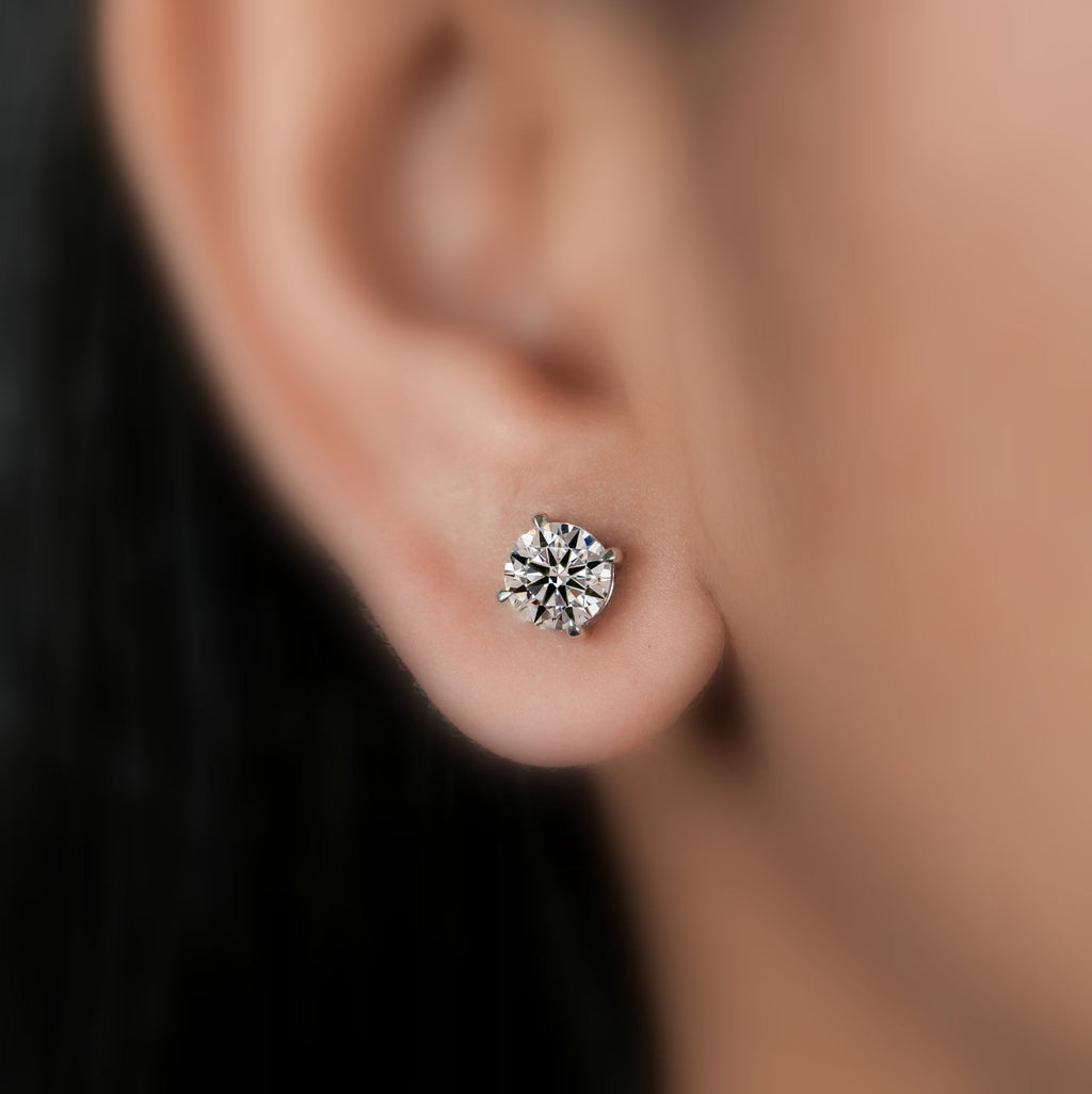 Clearance Sale ! IGI Certified Round Diamond Stud Earrings in Platinum - 2Ct-4Ct G/VVS-VS