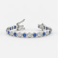 6.00ct Round Sapphire & Diamond Tennis Bracelet - 9k White Gold