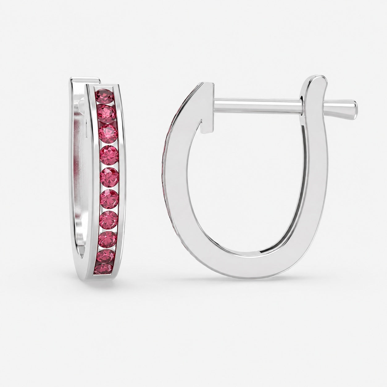 1.00Ct Natural AAA Diamond Cut Ruby Hoop Earring In Gold