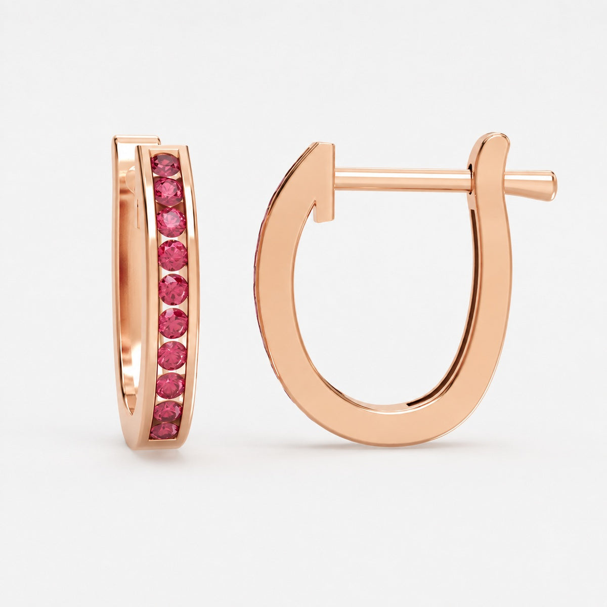 1.00Ct Natural AAA Diamond Cut Ruby Hoop Earring In Gold