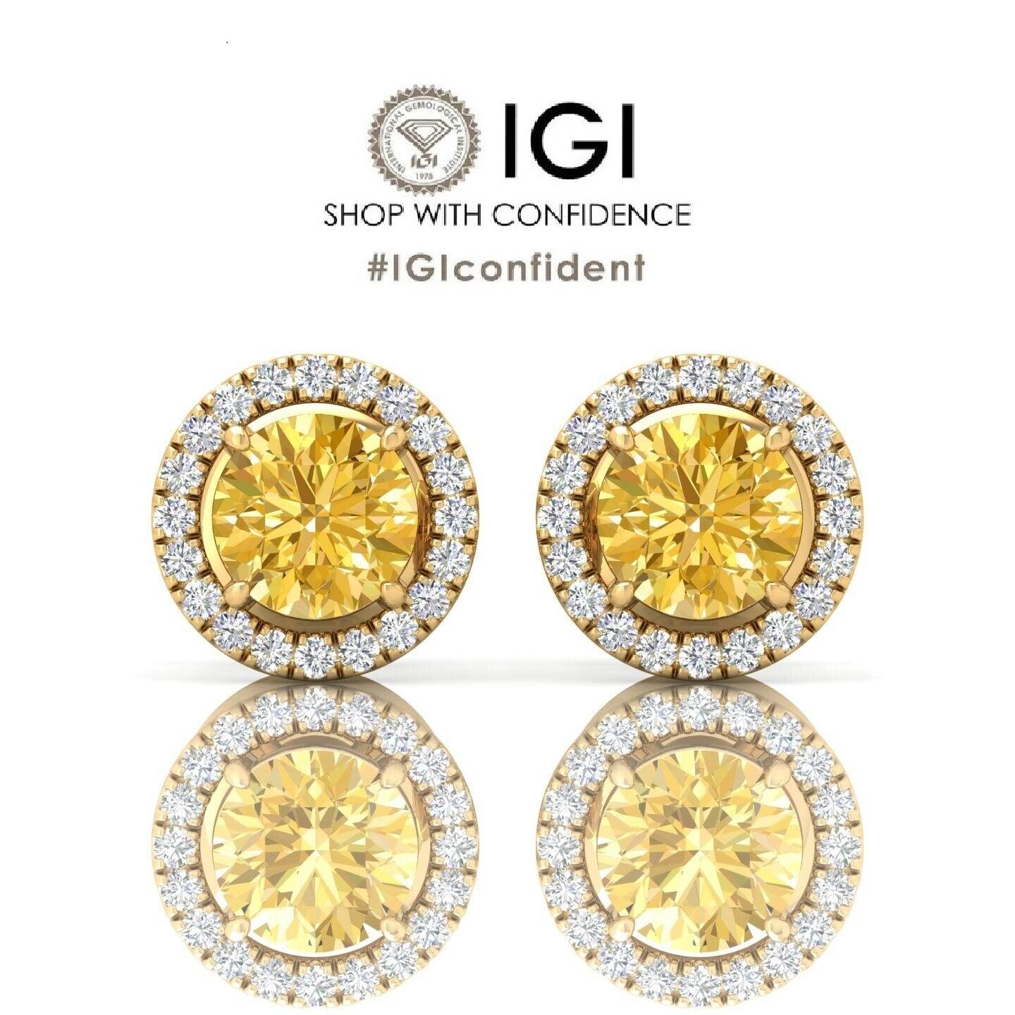 Round Diamond Halo Earring