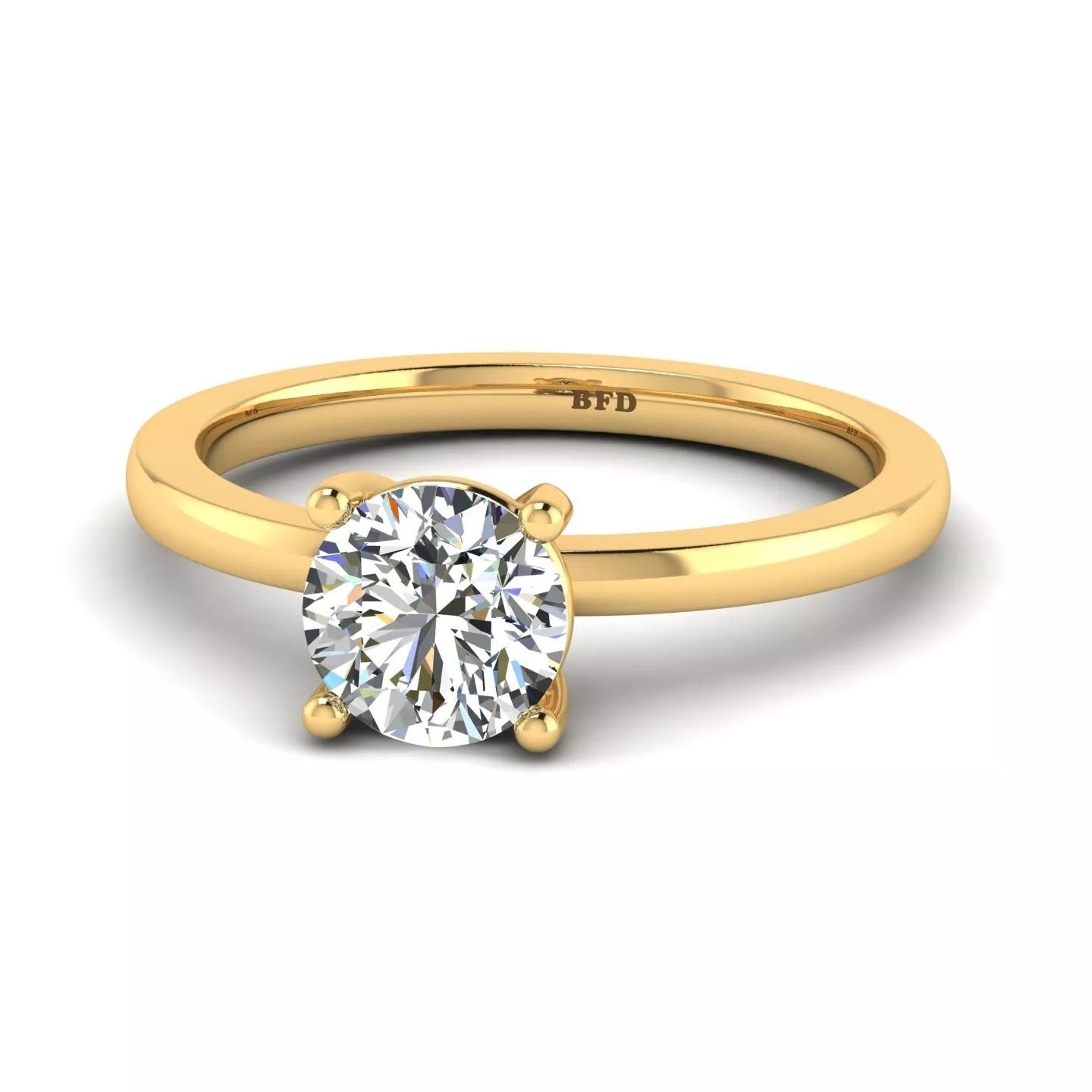 IGI, D/VS, 1.10Ct, Solitaire Lab-Grown Round Diamond Engagement Ring,18K Yellow Gold