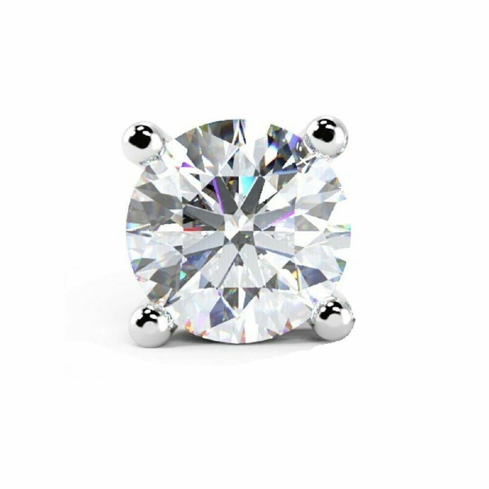 Certified Exceptional Quality D/VS 1.00Ct Round Diamond Single Stud Earring for Men's in 18k White Gold