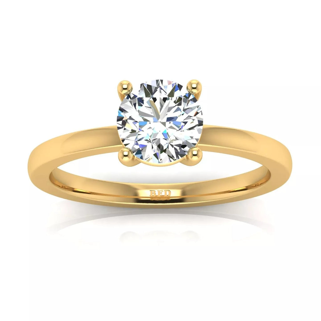 IGI, D/VS, 1.10Ct, Solitaire Lab-Grown Round Diamond Engagement Ring,18K Yellow Gold