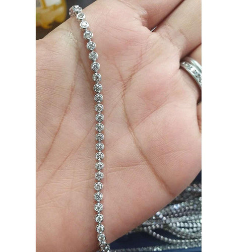 3.00CT F/VS ROUND DIAMOND BEZEL SET TENNIS BRACELET FOR WOMEN'S IN HALLMARKED 18K WHITE / YELLOW GOLD