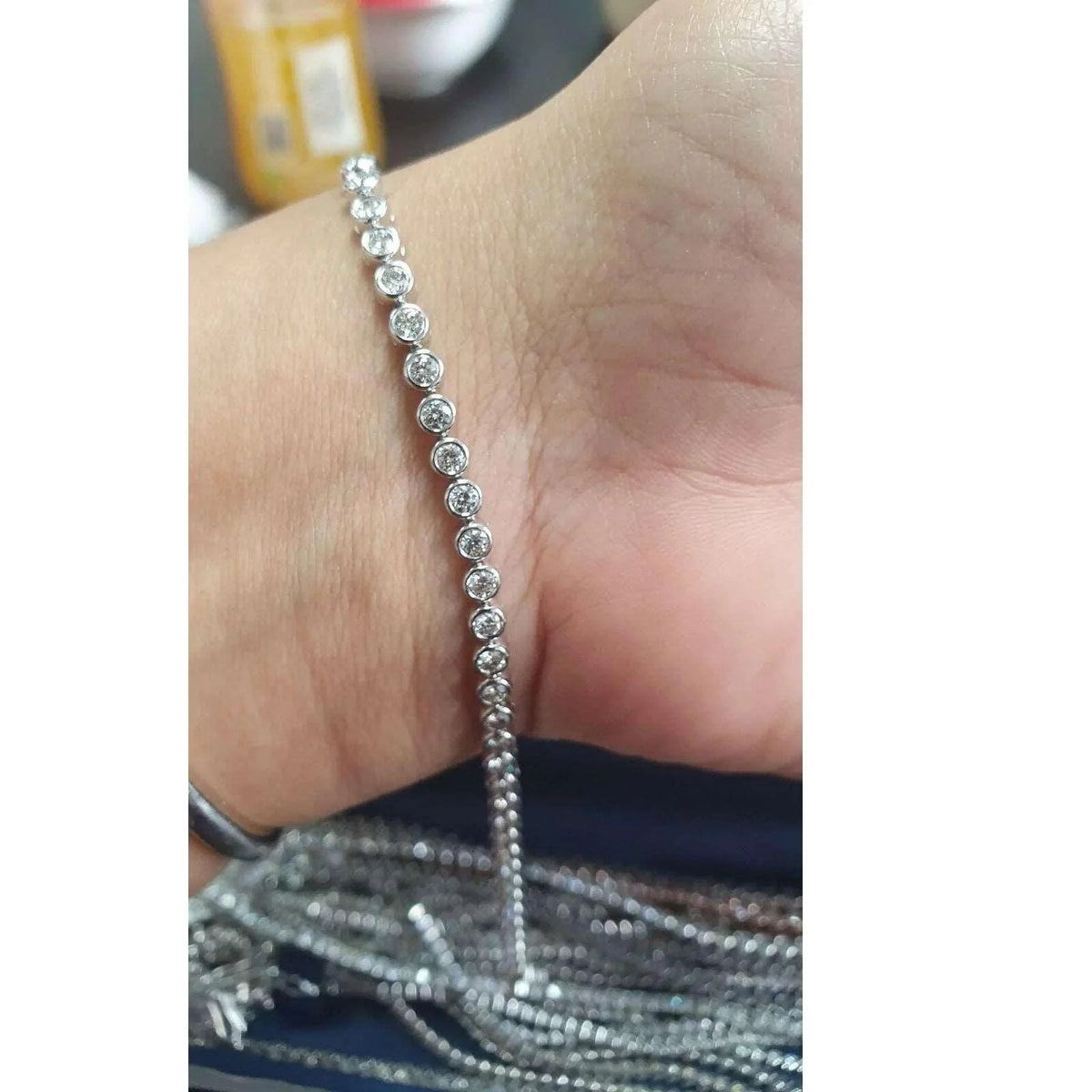 3.00ct Round Diamond Tennis Bracelet - Yellow Gold (Angle View 4)
