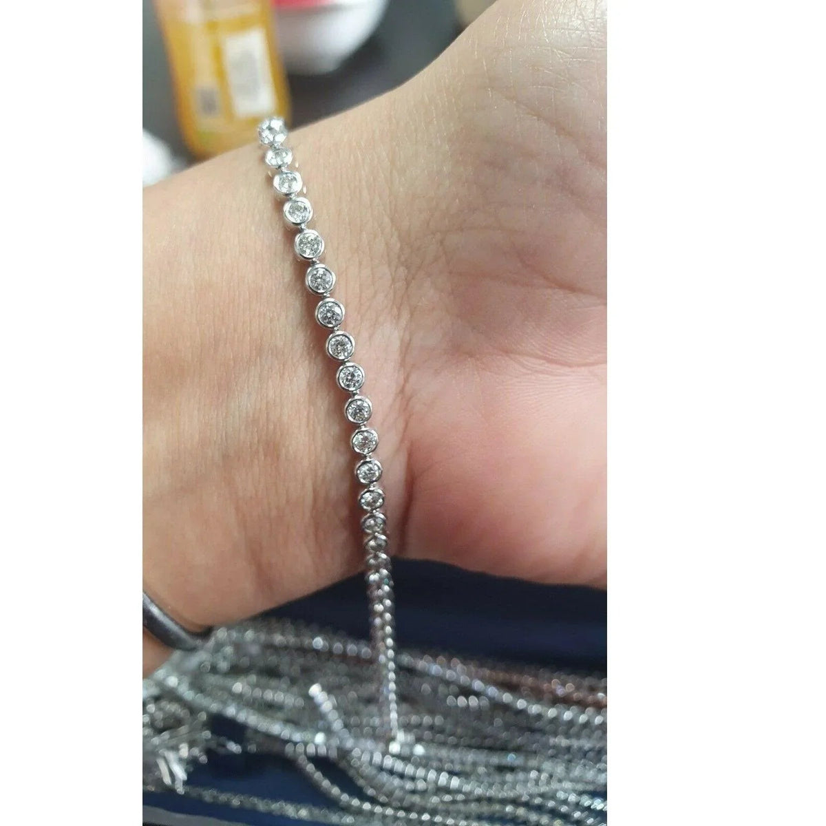 1.50ct Round Diamond Tennis Bracelet - Gold (Angle View 3)