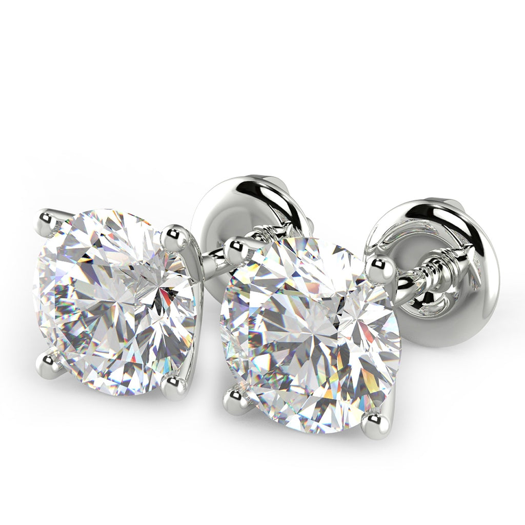 GIA Certified Natural 1.01 Carat Round Earth Mined Diamond Stud Earring In 18k White Gold
