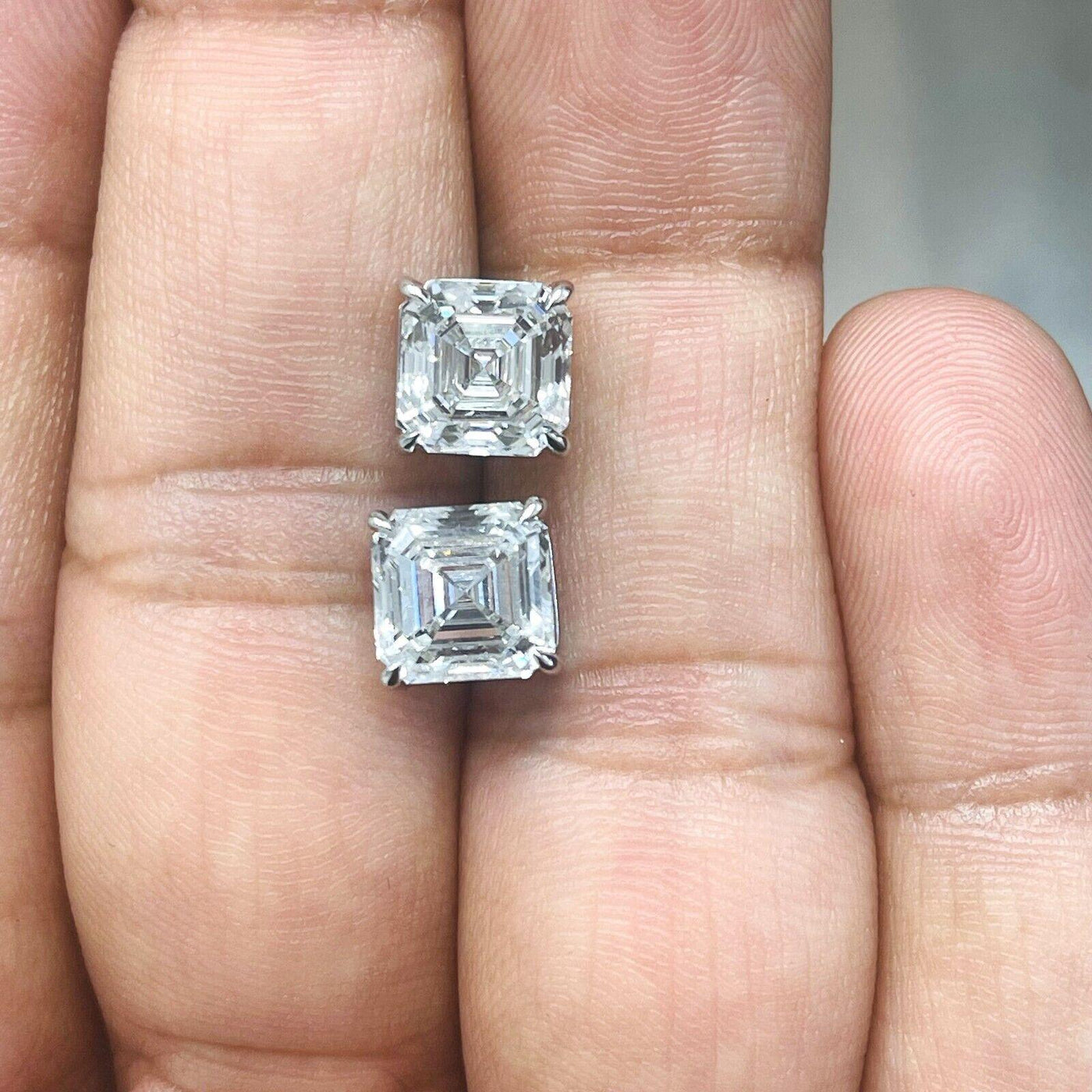 IGI Certified E/VS 6.00Ct Asscher Diamond Stud Earrings in 18k White Gold