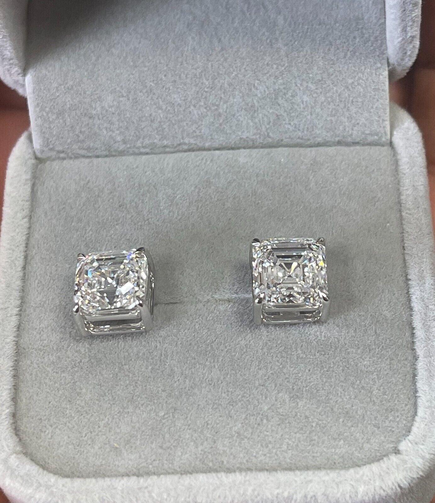 IGI Certified E/VS 6.00Ct Asscher Diamond Stud Earrings in 18k White Gold