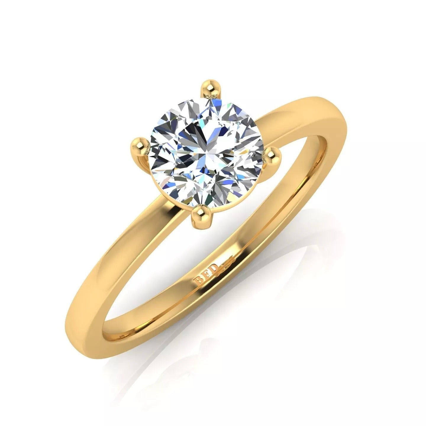 IGI, D/VS, 1.10Ct, Solitaire Lab-Grown Round Diamond Engagement Ring,18K Yellow Gold
